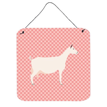 Carolines Treasures Saanen Goat Pink Check Wall or Door Hanging Prints, 6 x 6 in. BB7889DS66